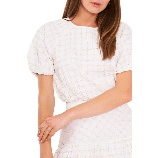 Brand new π Chelsea & Violet Embroidered Eyelet Raglan Crew Neck Short Puff Sleeve Coordinating Crop Top Ultra White π 5 Brand new π Chelsea & Violet Embroidered Eyelet Raglan Crew Neck Short Puff Sleeve Coordinating Crop Top Ultra White π - Image 3