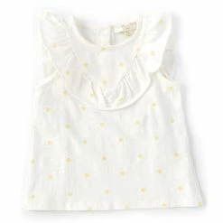 Best Pirce 🎁 Chelsea & Violet Baby 👧 Girls 12-24 Months Daisy Dot Print Ruffle Yoke Tank Top White 😍