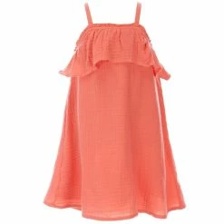 Best deal 🌟 Chelsea & Violet Little 👧 Girls 2T-6X Crinkle Gauze Ruffle Sundress Melon 🧨