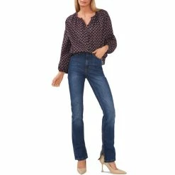 Best Sale 💯 Chelsea & Violet Foulard Stamp Print Long Blouson Sleeve Split Round Neck Button Front Top Foulard Stamps 🛒 -Chelsea & Violet Sales unnamed file 1025