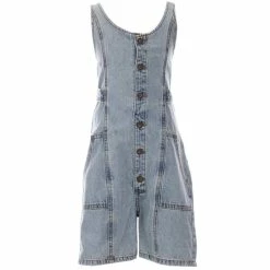 Discount 💯 Chelsea & Violet Big 👧 Girls 7-16 Pieced Denim Button Front Tie Back Romper Blue 😍