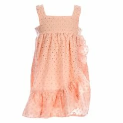 Coupon ❤️ Chelsea & Violet Little 👧 Girls 2T-6X Asymmetric Eyelet 👗 Dress Light Pink 🤩