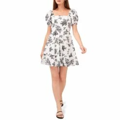 Brand new 💯 Chelsea & Violet Square Neck Short Puff Sleeve Tie Back Detail Tiered Floral Print Mini 👗 Dress Toile Black 🔥 -Chelsea & Violet Sales unnamed file 1089