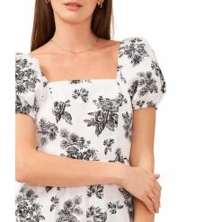 Brand new 💯 Chelsea & Violet Square Neck Short Puff Sleeve Tie Back Detail Tiered Floral Print Mini 👗 Dress Toile Black 🔥 -Chelsea & Violet Sales unnamed file 1091