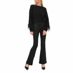 Best Pirce 😍 Chelsea & Violet Long Sleeve Crew Neck Ostrich Feather Sweater Antique White ⌛ -Chelsea & Violet Sales unnamed file 11