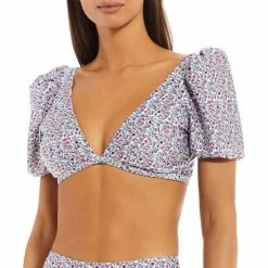 Best reviews of ⌛ Chelsea & Violet Family Matching Garden Goddess Floral Print Puff Sleeve Bralette Swim Top Multi ✔️