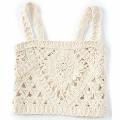 Best Pirce 🔥 Chelsea & Violet 👧 Girls Big 👧 Girls 7-16 Knit Crochet Tank Top Natural 🛒