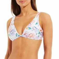 Deals 🥰 Chelsea & Violet Matisse Floral Print Over-the-Shoulder Bralette Swim Top Multi 🔥