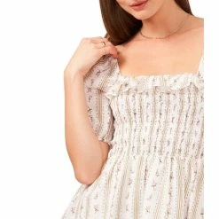 Discount ✔️ Chelsea & Violet Floral Stripe Print Square Neck Short Puff Sleeve 👗 Dress 😍 -Chelsea & Violet Sales unnamed file 1152