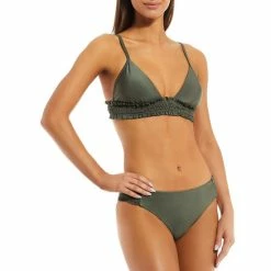 Cheapest ⭐ Chelsea & Violet Solid Smocked Bralette Swim Top Thyme 🔔 -Chelsea & Violet Sales unnamed file 1162