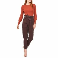 Promo 💯 Chelsea & Violet Twill High Rise Tie Belt Straight Leg Paperbag Pants Java 🛒 -Chelsea & Violet Sales unnamed file 1178