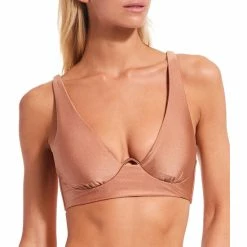Best deal 🛒 Chelsea & Violet Solid Taupe Underwire Bralette Swim Top 🥰