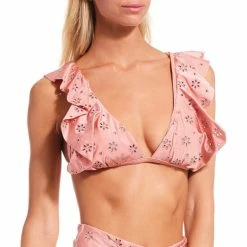 Best Pirce 😀 Chelsea & Violet Forever Young Rosette Ruffle Bralette Swim Top 🛒