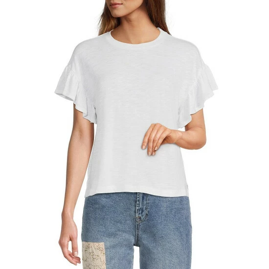 Hot Sale π Chelsea & Violet Drop Shoulder Short Flutter Sleeve Crew Neck Slub Jersey Knit Top Ultra White β 3 Hot Sale π Chelsea & Violet Drop Shoulder Short Flutter Sleeve Crew Neck Slub Jersey Knit Top Ultra White β