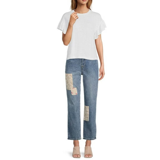 Hot Sale π Chelsea & Violet Drop Shoulder Short Flutter Sleeve Crew Neck Slub Jersey Knit Top Ultra White β 5 Hot Sale π Chelsea & Violet Drop Shoulder Short Flutter Sleeve Crew Neck Slub Jersey Knit Top Ultra White β - Image 3