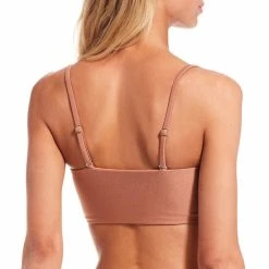 Cheapest ⭐ Chelsea & Violet Shiny Jersey Knit Lace Up Beaded Tassel Bandeau Swim Top Taupe 😉 -Chelsea & Violet Sales unnamed file 1207