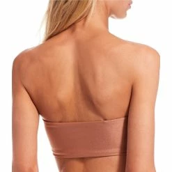 Cheapest ⭐ Chelsea & Violet Shiny Jersey Knit Lace Up Beaded Tassel Bandeau Swim Top Taupe 😉 -Chelsea & Violet Sales unnamed file 1208