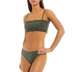 Wholesale 🛒 Chelsea & Violet Solid Smocked Bandeau Swim Top Thyme ❤️ -Chelsea & Violet Sales unnamed file 1217