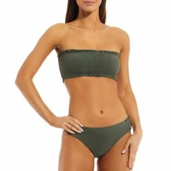 Wholesale 🛒 Chelsea & Violet Solid Smocked Bandeau Swim Top Thyme ❤️ -Chelsea & Violet Sales unnamed file 1220