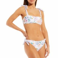 Cheap 😀 Chelsea & Violet Matisse Floral Print Tie Shoulder Bandeau Swim Top Multi ⌛ -Chelsea & Violet Sales unnamed file 1232
