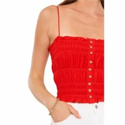 Coupon 🎁 Chelsea & Violet Sleeveless Square Neck Elastic Smocked Ruffle Hem Button Front Crop Top Flame Scarlet 🎉 7 Coupon 🎁 Chelsea & Violet Sleeveless Square Neck Elastic Smocked Ruffle Hem Button Front Crop Top Flame Scarlet 🎉 -Chelsea & Violet Sales unnamed file 1235