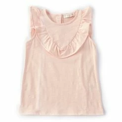 Wholesale 🔥 Chelsea & Violet Little 👧 Girls 2T-6X Ruffle Yoke Knit Tank Light Pink 🔥