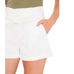 Hot Sale ✨ Chelsea & Violet Paperbag Waist Tie Belt High Rise Stretch Denim Shorts Ultra White 👍 -Chelsea & Violet Sales unnamed file 1259