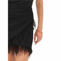 New ⌛ Chelsea & Violet Feather Wrap Mini 👗 Skirt Rich Black ❤️ -Chelsea & Violet Sales unnamed file 126