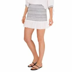 Best Sale 🎁 Chelsea & Violet Embroidered Smocked Ruffle Hem Coordinating Mini 👗 Skirt Ultra White 🔥