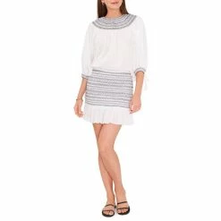 Best Sale 🎁 Chelsea & Violet Embroidered Smocked Ruffle Hem Coordinating Mini 👗 Skirt Ultra White 🔥 -Chelsea & Violet Sales unnamed file 1262