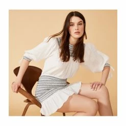 Best Sale 🎁 Chelsea & Violet Embroidered Smocked Ruffle Hem Coordinating Mini 👗 Skirt Ultra White 🔥 -Chelsea & Violet Sales unnamed file 1265