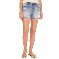 Cheapest ❤️ Chelsea & Violet Distressed High Rise Frayed Hem Stretch Denim Shorts Stella Blue 🎁