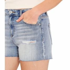 Cheapest ❤️ Chelsea & Violet Distressed High Rise Frayed Hem Stretch Denim Shorts Stella Blue 🎁 -Chelsea & Violet Sales unnamed file 1269