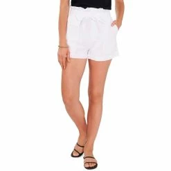 Top 10 🎁 Chelsea & Violet Paper Bag Waist Tie Belt Linen Shorts Ultra White 🎉