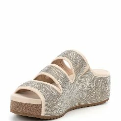 Outlet 💯 Chelsea & Violet Mel Rhinestone Embellished Three-Band Wedges Light Grey ⌛ -Chelsea & Violet Sales unnamed file 138