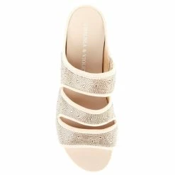 Outlet 💯 Chelsea & Violet Mel Rhinestone Embellished Three-Band Wedges Light Grey ⌛ -Chelsea & Violet Sales unnamed file 139