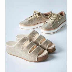 Outlet 💯 Chelsea & Violet Mel Rhinestone Embellished Three-Band Wedges Light Grey ⌛ -Chelsea & Violet Sales unnamed file 141