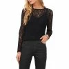 Coupon 🧨 Chelsea & Violet Crew Neck Long Sleeve Stretch Mesh Lace Top Rich Black ✨ -Chelsea & Violet Sales unnamed file 173