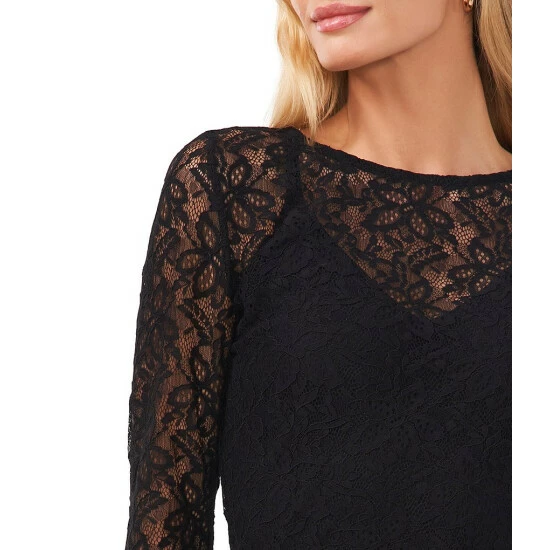 Coupon 𧨠Chelsea & Violet Crew Neck Long Sleeve Stretch Mesh Lace Top Rich Black ⨠6 Coupon 𧨠Chelsea & Violet Crew Neck Long Sleeve Stretch Mesh Lace Top Rich Black ⨠- Image 4