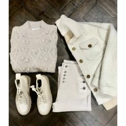 Cheap 🥰 Chelsea & Violet Mock Neck Long Balloon Sleeve Pom Pom Cable Knit Sweater Bitter Chocolate 🎁 -Chelsea & Violet Sales unnamed file 189