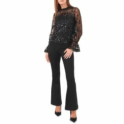 Buy 🔥 Chelsea & Violet Sequin Mesh Mock Neck Long Sleeve Top Pearl 😀 -Chelsea & Violet Sales unnamed file 19