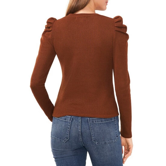 Best Sale π― Chelsea & Violet Crew Neck Long Puff Sleeve Waffle Knit Top Rich Black π― 4 Best Sale π― Chelsea & Violet Crew Neck Long Puff Sleeve Waffle Knit Top Rich Black π― - Image 2