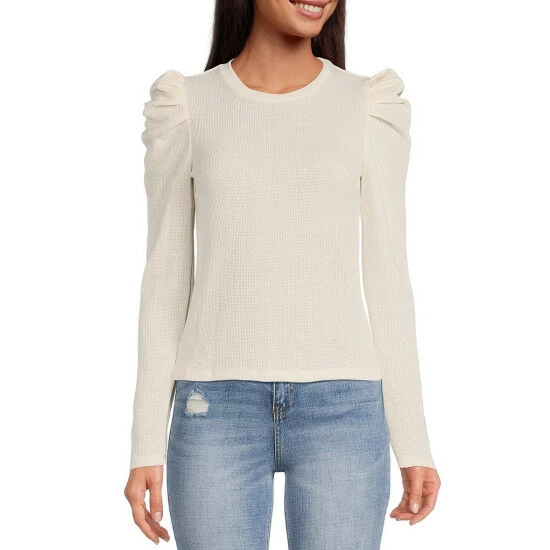 Best Sale π― Chelsea & Violet Crew Neck Long Puff Sleeve Waffle Knit Top Rich Black π― 11 Best Sale π― Chelsea & Violet Crew Neck Long Puff Sleeve Waffle Knit Top Rich Black π― - Image 9