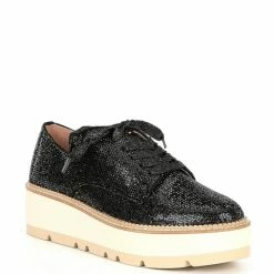 Budget 😉 Chelsea & Violet Insta Rhinestone Embellished Lace-Up Platform Oxfords Black 😀