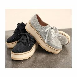 Budget 😉 Chelsea & Violet Insta Rhinestone Embellished Lace-Up Platform Oxfords Black 😀 -Chelsea & Violet Sales unnamed file 272