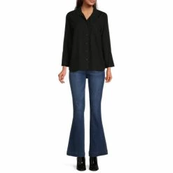 Coupon 🤩 Chelsea & Violet Tencel Point Collar 3/4 Sleeve 👕 Shirttail Hem Button Front Patch Pocket 👕 Shirt Olivine 🤩 -Chelsea & Violet Sales unnamed file 279