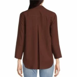 Coupon 🤩 Chelsea & Violet Tencel Point Collar 3/4 Sleeve 👕 Shirttail Hem Button Front Patch Pocket 👕 Shirt Olivine 🤩 -Chelsea & Violet Sales unnamed file 281