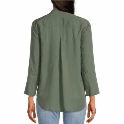 Coupon 🤩 Chelsea & Violet Tencel Point Collar 3/4 Sleeve 👕 Shirttail Hem Button Front Patch Pocket 👕 Shirt Olivine 🤩 -Chelsea & Violet Sales unnamed file 284