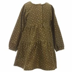 Hot Sale ⭐ Chelsea & Violet Little 👧 Girls 2T-6T Corduroy A-Line Print 👗 Dress Green 🔥