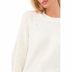 Cheapest 🔔 Chelsea & Violet Mock Neck Drop Shoulder Long Balloon Pearl Boucle Statement Sweater Silver Heather ✔️ -Chelsea & Violet Sales unnamed file 37